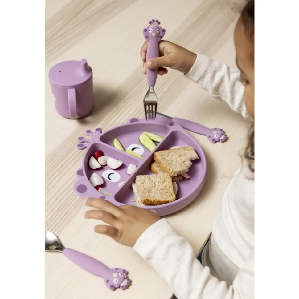 Assiette avec ventouse en silicone et compartiments - mrs. peacock