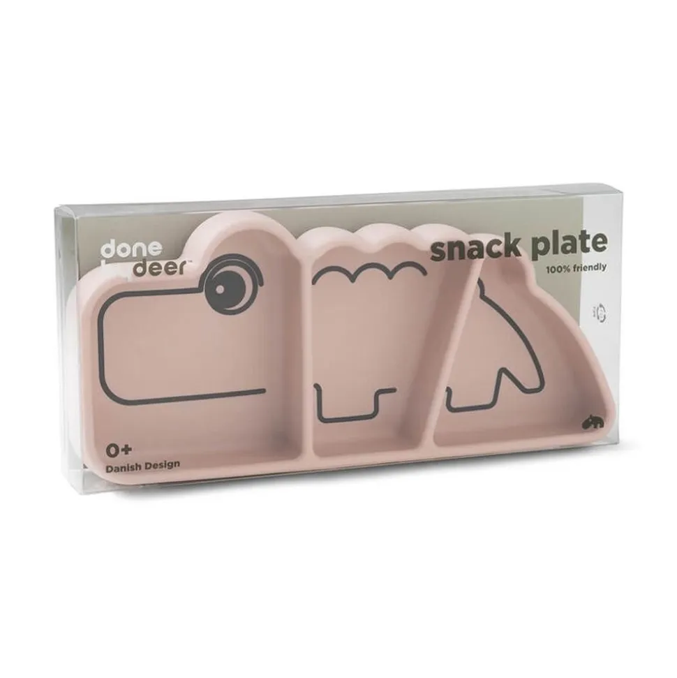 Assiette bébé compartimentée en silicone croco rose