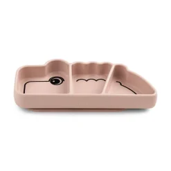 Assiette bébé compartimentée en silicone croco rose