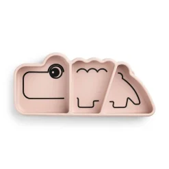 Assiette bébé compartimentée en silicone croco rose