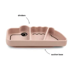 Assiette bébé compartimentée en silicone croco rose