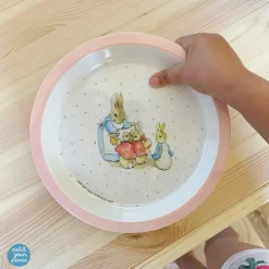 Assiette bébé pierre lapin - rose