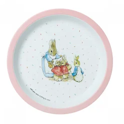 Assiette bébé pierre lapin - rose