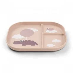 Assiette compartimentée foodie happy clouds rose