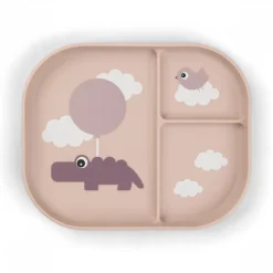 Assiette compartimentée foodie happy clouds rose