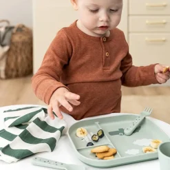 Assiette compartimentée foodie croco vert