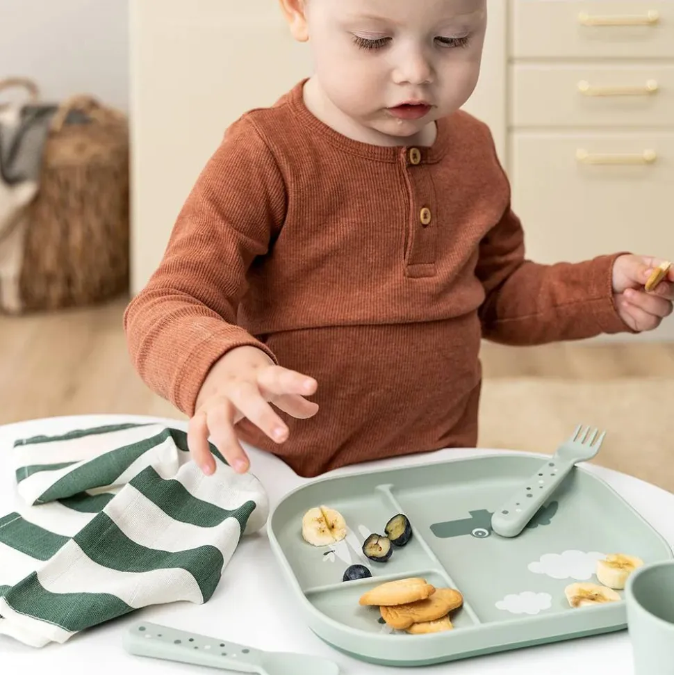 Assiette compartimentée foodie croco vert