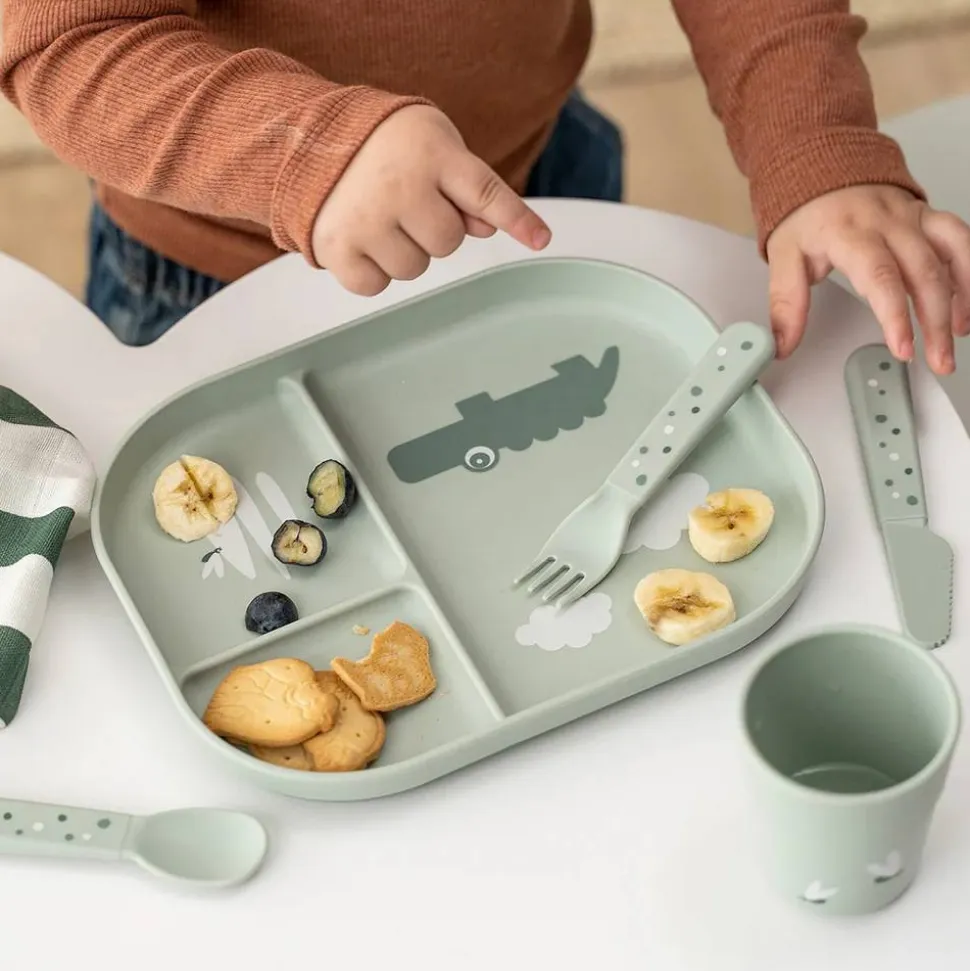 Assiette compartimentée foodie croco vert