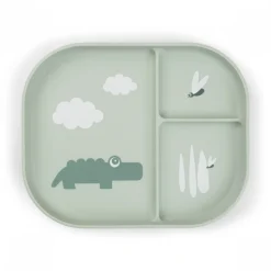 Assiette compartimentée foodie croco vert