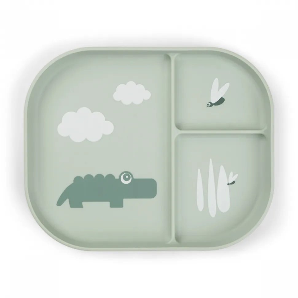 Assiette compartimentée foodie croco vert
