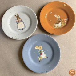 Assiette à dessert pierre lapin - bleue