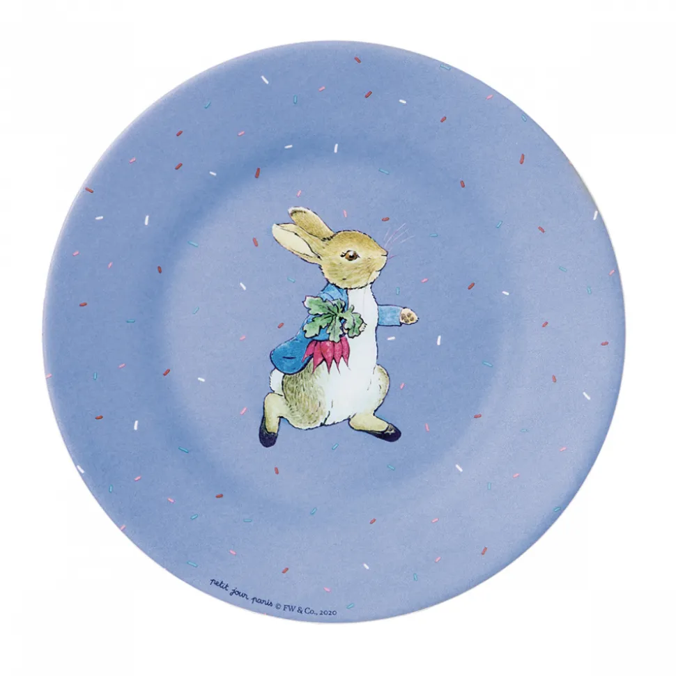 Assiette à dessert pierre lapin - bleue