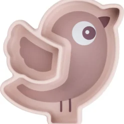 Assiette silicone avec ventouse birdee rose