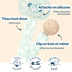Attache sucette anatomique verte