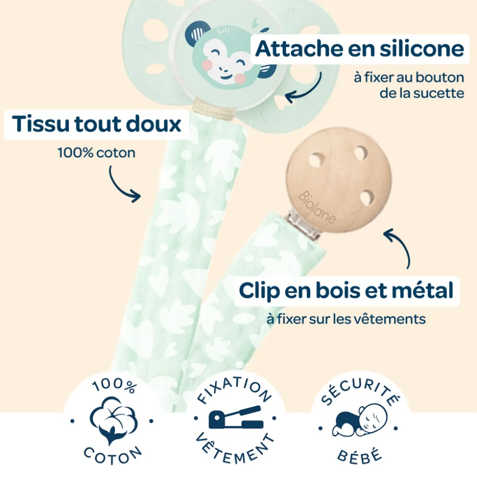 Attache sucette anatomique verte