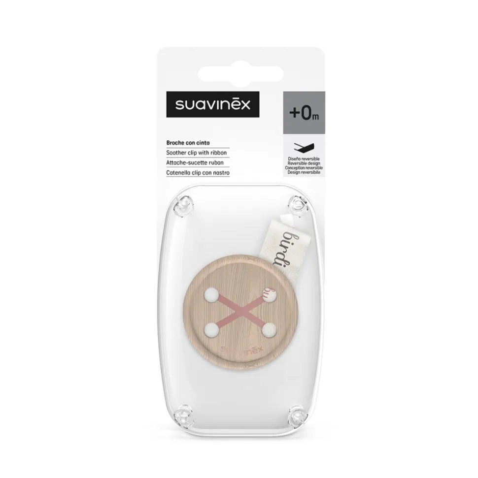 Attache sucette bébé ruban birdies rose