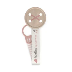 Attache sucette bébé ruban birdies rose
