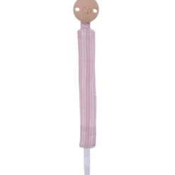 Attache-sucette gaze de coton rayé rose