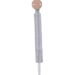 Attache-sucette gaze de coton rayé vert de gris
