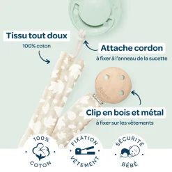 Attache sucette ronde beige