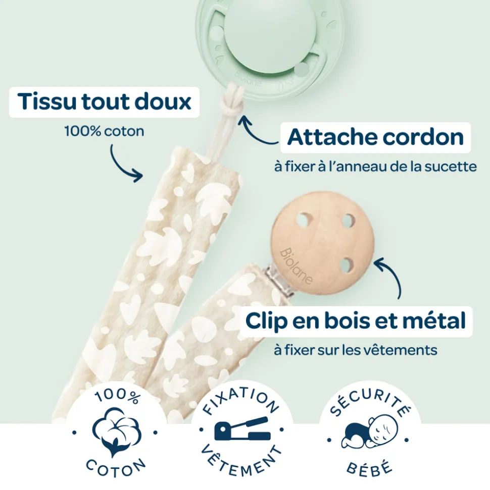 Attache sucette ronde beige