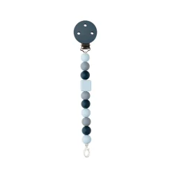 Attache sucette silicone bleu et gris