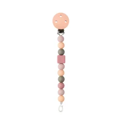 Attache sucette silicone pêche rose et brique