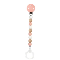 Attache sucette silicone rose blanc beige