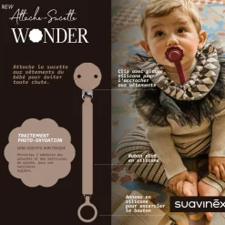 Attache sucette silicone wonder raw umber
