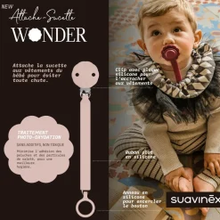 Attache sucette silicone wonder pale mauve