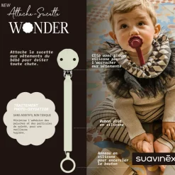 Attache sucette silicone wonder almost aqua