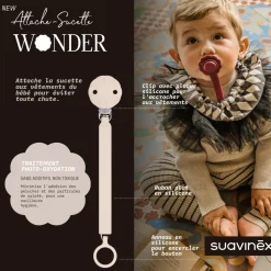 Attache sucette silicone wonder mauve chalk