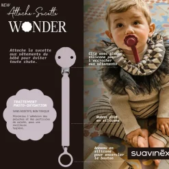 Attache sucette silicone wonder mist lavande