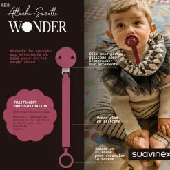 Attache sucette silicone wonder viva magenta