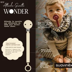 Attache sucette silicone wonder whitecap gray