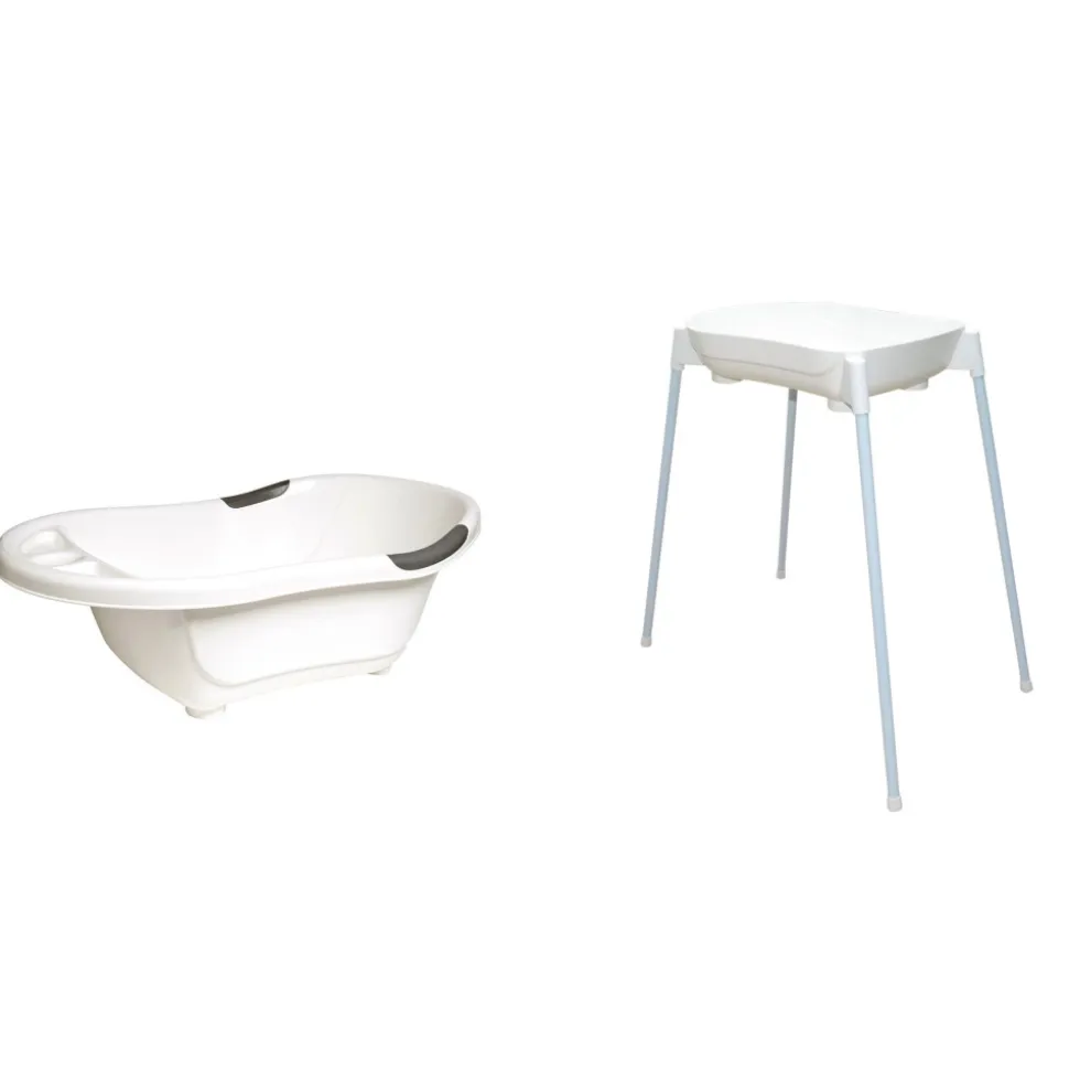 Baignoire bébé blanche avec vidange + support de baignoire