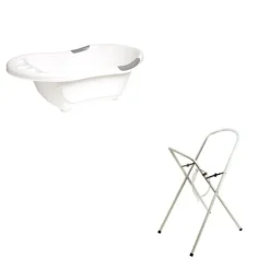 Baignoire bébé blanche avec vidange + grand support de baignoire
