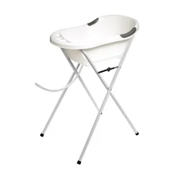 Baignoire bébé blanche avec vidange + grand support de baignoire