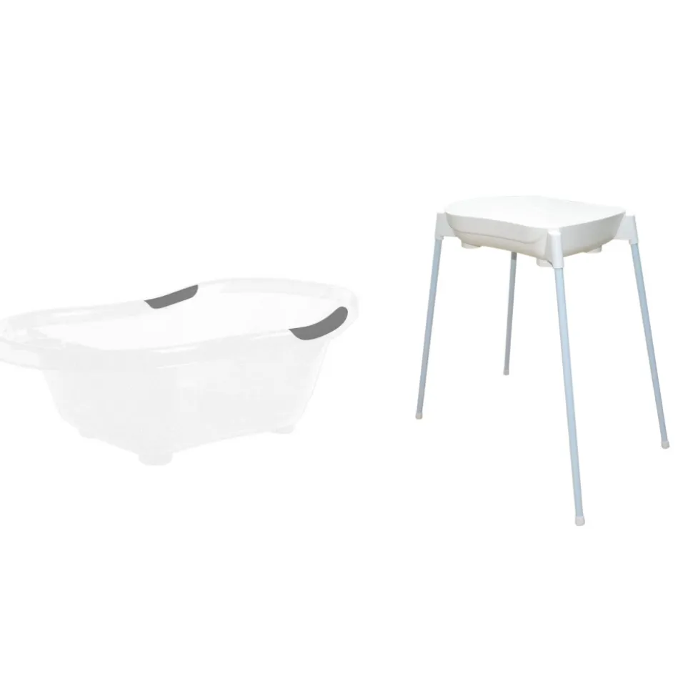 Baignoire bébé blanche pailletée translucide avec vidange + support de baignoire