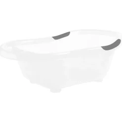 Baignoire bébé blanche pailletée translucide avec vidange + support de baignoire