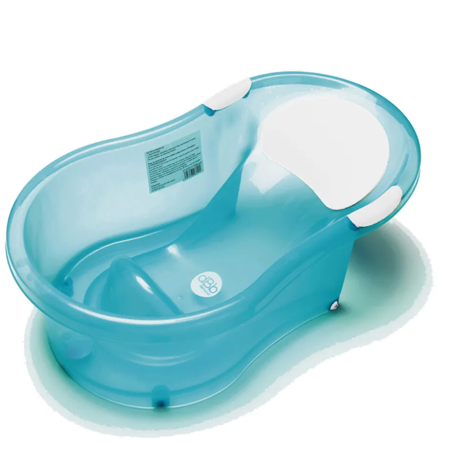 Baignoire bébé 0-6 mois + transat intégré turquoise translucide