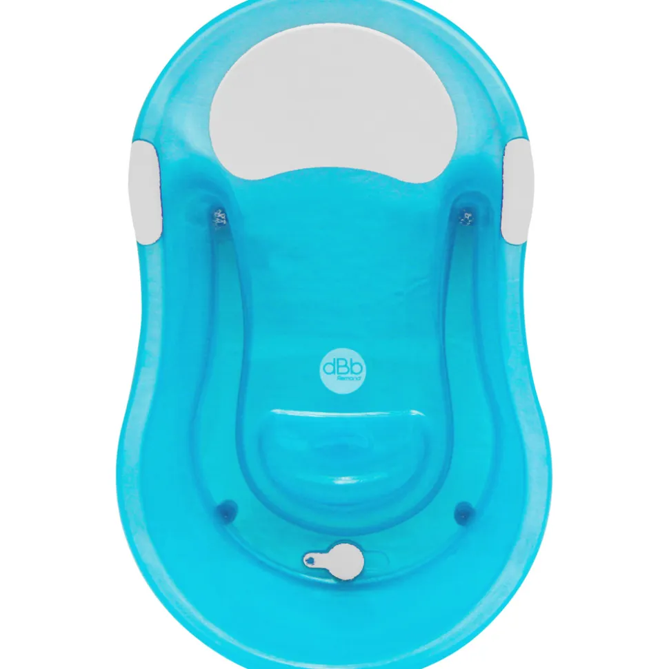 Baignoire bébé 0-6 mois + transat intégré turquoise translucide