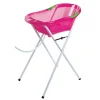 Baignoire bébé rose pailletée avec vidange + grand support de baignoire