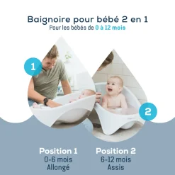 Baignoire bébé évolutive 2 en 1