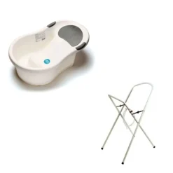 Baignoire 0-6 mois blanche avec transat intégré + petit support de baignoire