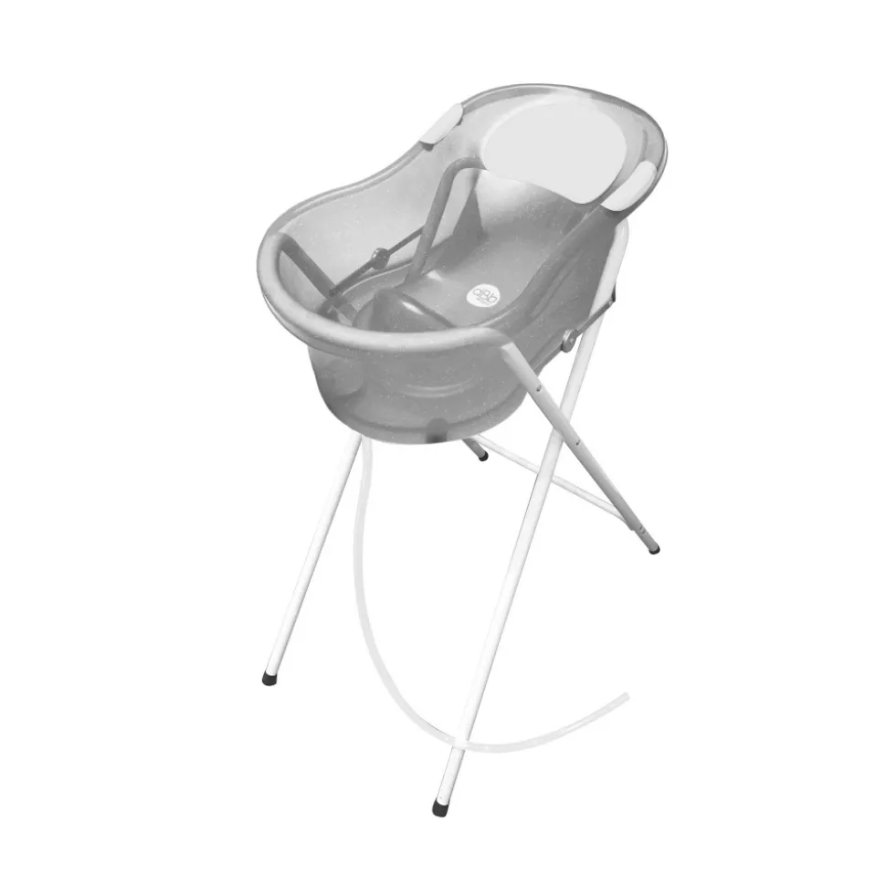 Baignoire 0-6 mois grise pailletée translucide avec transat intégré + petit support de baignoire
