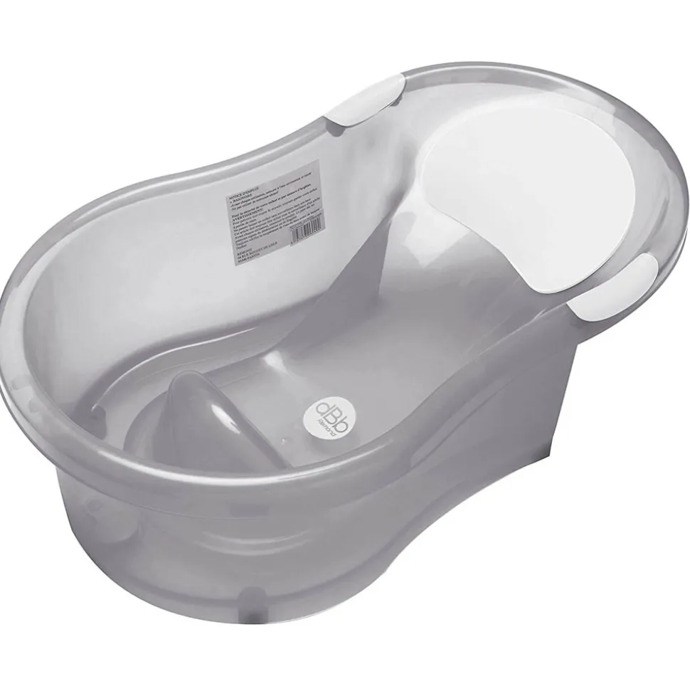 Baignoire 0-6 mois grise translucide avec transat intégré