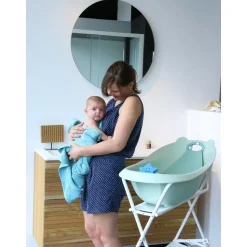 Baignoire ourson vert sauge + support de baignoire