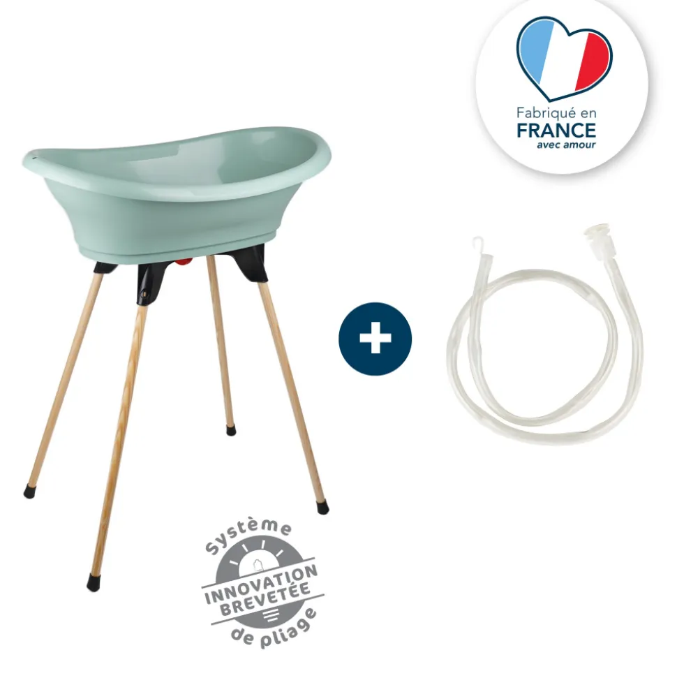 Baignoire vasco avec pied et tuyau vert sauge