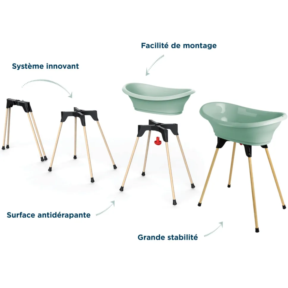 Baignoire vasco avec pied et tuyau vert sauge